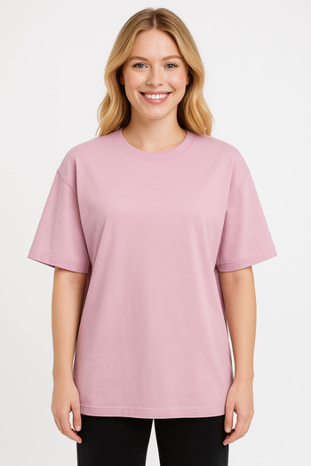 İpek Tekstil 100% Cotton Women's T-Shirt Oversize Solid Color Basic Combed Cotton Crew Neck