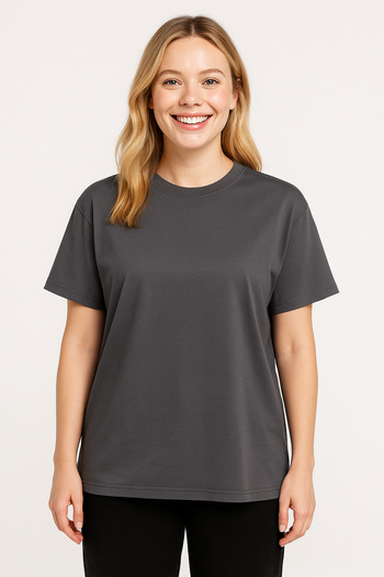 İpek Tekstil 100% Cotton Women's T-Shirt Oversize Solid Color Basic Combed Cotton Crew Neck