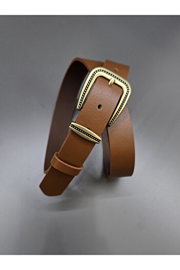 Kemerix 100% Genuine Leather Antique Coated Buckle Tan Belt