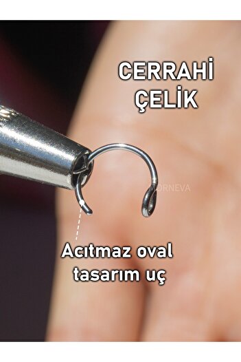 MORNEVA Deliksiz Çelik Sıkıştırmalı Halka Hızma | Delik Gerektirmeyen Kulak, Burun Piercingi (3 Adet)