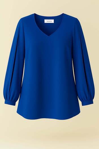 Hanezza Stylish Sleeve Slit Jessica Crepe Evening Dress Blouse
