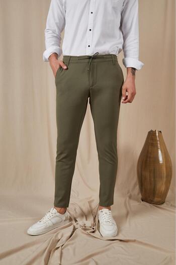JACK CAPRİO Men's Slim Jogger Pants - High Quality Product with Elastic Waist Limkali Cord Belt