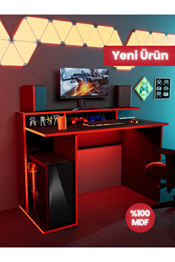 Detamob Siyah Oyuncu Masası, %100 MDF, Profesyonel Gaming Oyuncu Masası, 60x120cm