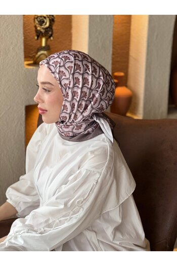 Modakaşmir Carnation Pattern Tanca Silky Scarf
