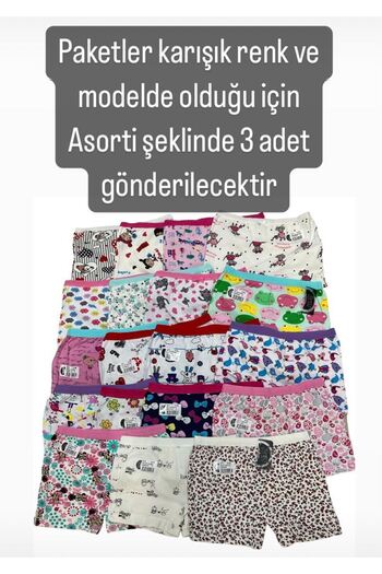 yagmurgiyim GMŞ Asorti Μικτό Χρώμα και Μοντέλο 3 τεμαχίων Girl Boxer Set 3072