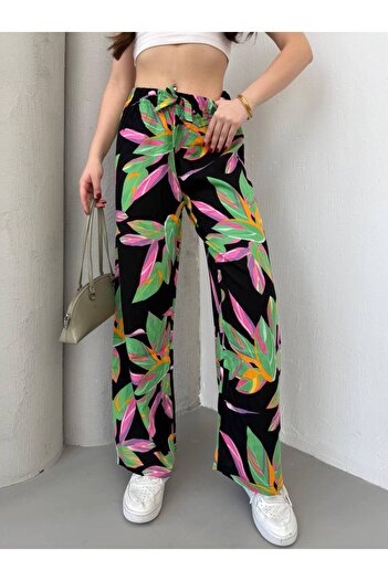 MetuCA Leaf Patterned Viscon Fabric Trousers