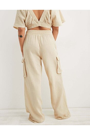 AMERICAN EAGLE Aerie Gauzy High Waisted Cargo Pant