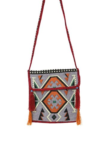 Baghashtag Gray Kilim Motif Saddle Bag