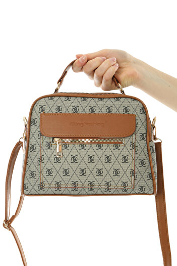 Baghashtag Beige Business Style 3 Pocket Lined Leather Bag