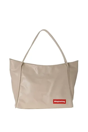 Baghashtag Beige Soft Leather Zipper Bag
