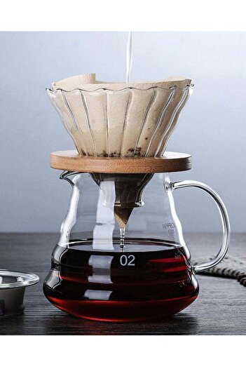 COOYA Hand brewed coffee filter cup,500 ml,conical design,bamboo bottom,easy to use,for coffee machine