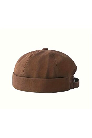 CosmoOutlet Ανδρικό καπέλο Hip Hop Docker Brown με ρυθμιζόμενο πίσω μέρος από βαμβακερό ύφασμα