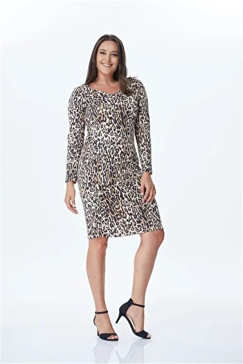 MYLİNE Leopard Patterned Skuba Dress