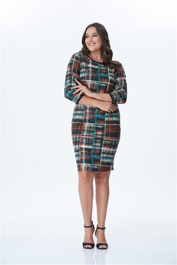 MYLİNE Checkered Patterned Knitted Dress