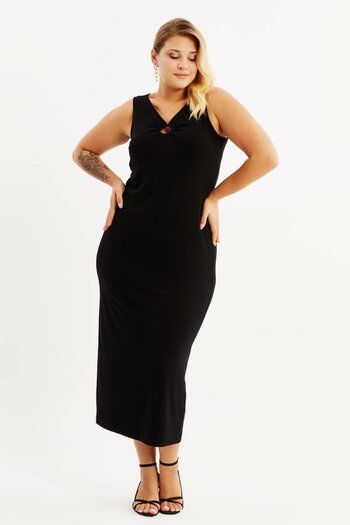 MYLİNE Ring Detail Sleeveless Combed Cotton Dress
