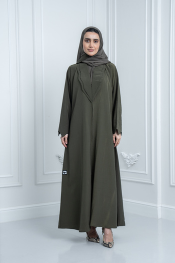 LAVİNİA Lavinia women's abaya, double collar, crepe fabric.