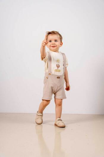 bombe Baby Kids Cream Cotton 2-Piece Set First I Trend Fashion Bottom Top Set