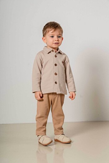 bombe Baby Kids Camel Cotton 2-Piece Bottom Top Set Trend Set