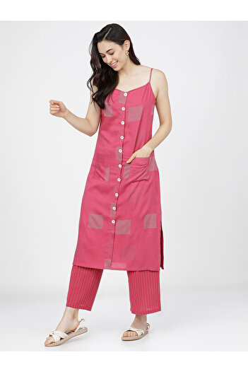 Vishudh By Styli Women Pink Printed Kurta with Palazzos