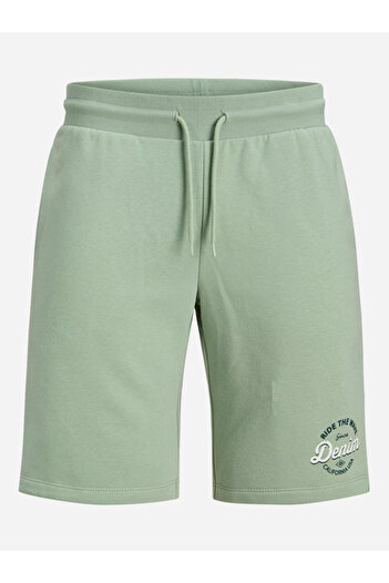 Produkt By Styli Green Slogan Print Shorts with Drawstring