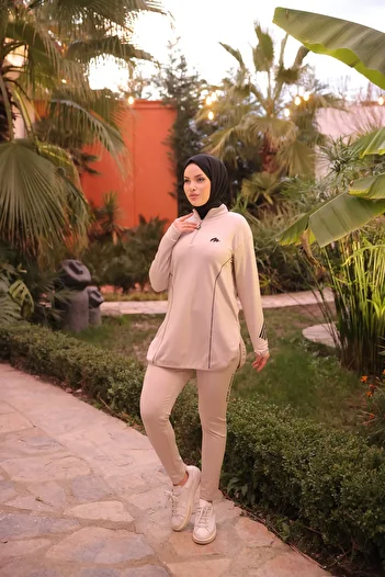 MİMİ Luxury Wear Γυναικείο μαγιό με μισό φερμουάρ Diver Fabric Mold Jogger Hijab