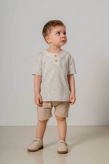 bombe Baby Kids Beige Cotton 2-Piece Shorts Set Trend Fashion Bottom Top Set