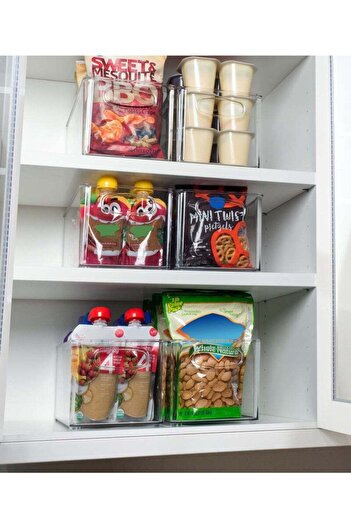 COOYA 4-Piece Clear Refrigerator Organizer, With Side Handles, 4.8x17.2x14cm, Freeze Storage Container