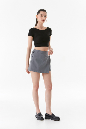 Fulla Moda Gabardine Short Skirt - Side Zipper