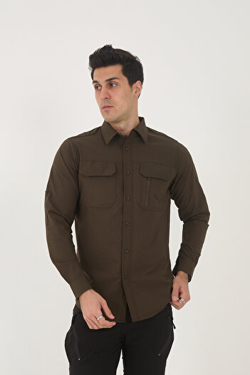 Camp Scoutland Camp376 Outdoor Tactical Άνετο και βολικό ανδρικό πουκάμισο Tactical Khaki με απαγωγή νερού