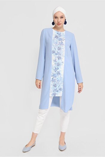 Alvina Flower Patterned Tunic with Back Zipper 40879