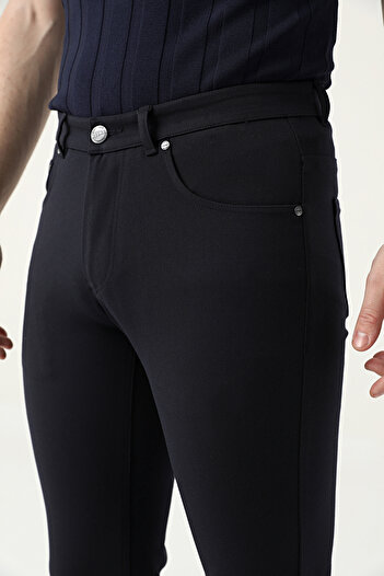 Tween Super Slim Fit Siyah Düz Bi Stretch Chino Pantolon