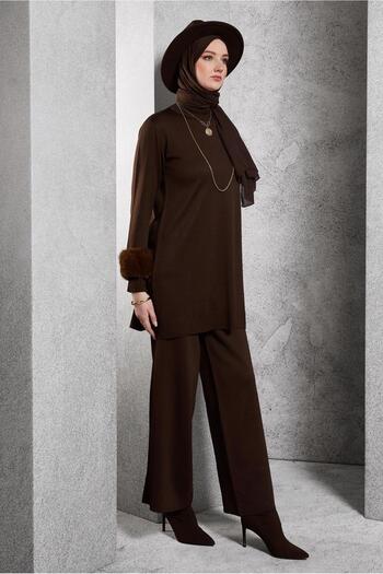 Alvina Knitwear Set 44950 - Fur Detailed Trousers