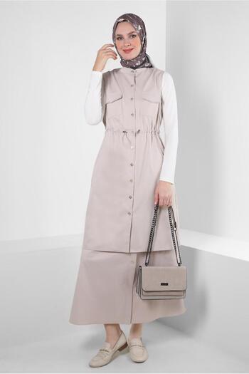 Alvina BUTTON DETAILED WAIST RUBBER SKIRT 60424