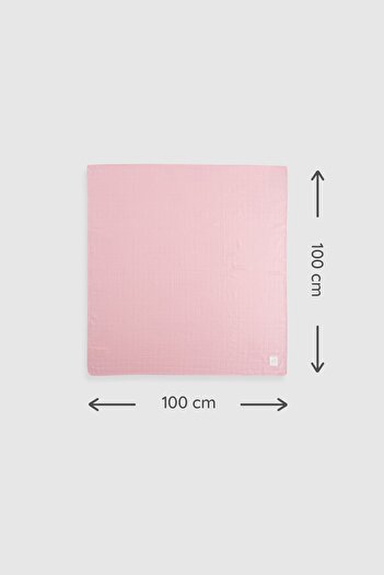 Little Gusto Organik Pamuk Tek Katlı Müslin Pembe 3'lü Swaddle Seti 100x100 Cm