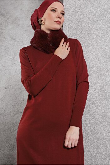Alvina Fur Detailed Knitting Dress 44936