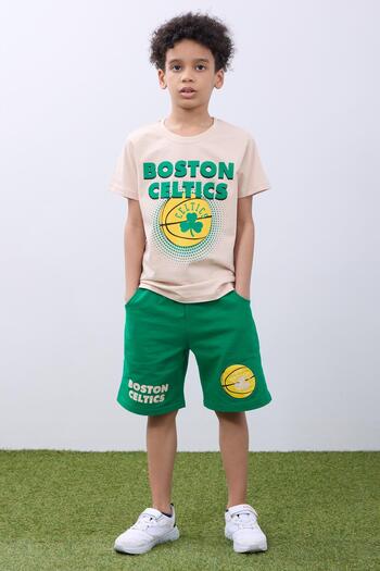 Perendi Boy's Team Basketball Printed - Summer Sports Combination Stone Color