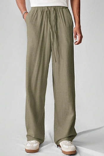 North London Men's Linen Blended Oversize Wide Leg Trousers