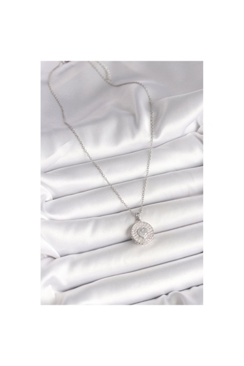 Skygo 316L Silver Color Chain Necklace Zircon Stone Heart Locket Modeling