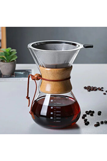 Choice 800ml Filter Hand Glass Coffee Kettle with Stainless Steel Filter Drip Brewing Hot Brewer Coffee Pot
