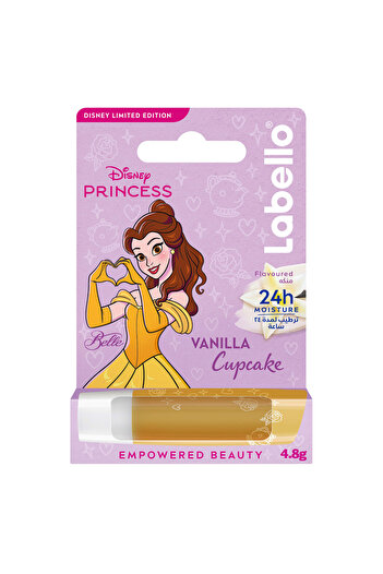 LABELLO Disney Princess Belle Lip Balm, 3+ Year Kids, Vanilla Cupcake Flavor, 24H Moisture, 4.8g