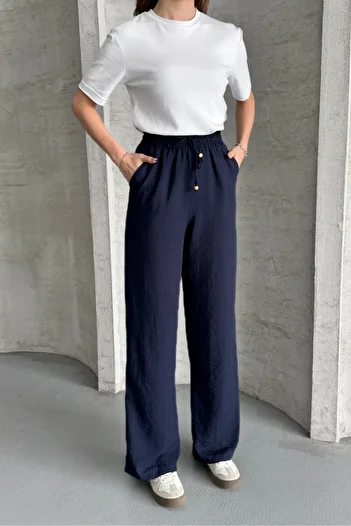 macharel jeans Wide Leg Ayrobin Linen Trousers