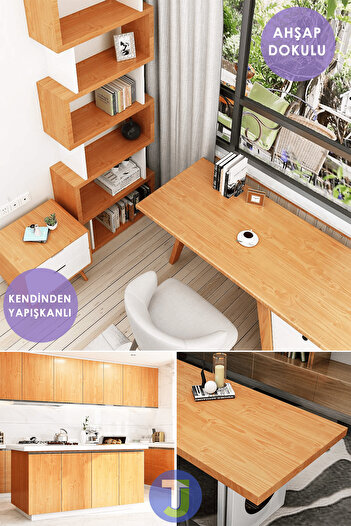 Technojet Kendinden Yapışkanlı Ahşap Görünümlü Mutfak Banyo Tezgah Duvar Dolap Masa Kaplama 60X500cm