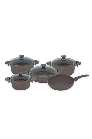 OMS OMS- 9 PCS GRANITE COOKWARE SET- 20,24,28 Cm Pot 28 Cm Shallow Pot 28 Cm Frypan -Made In Turkey