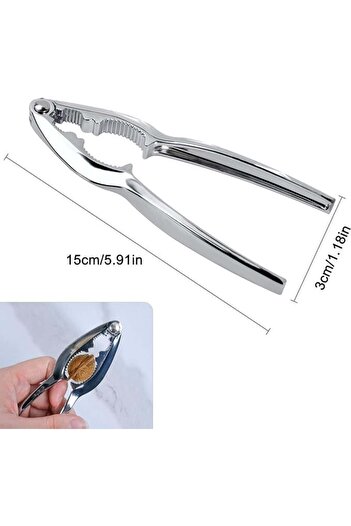 EKKONG manual nut cracker, zinc alloy, silver, 15 x 3 cm