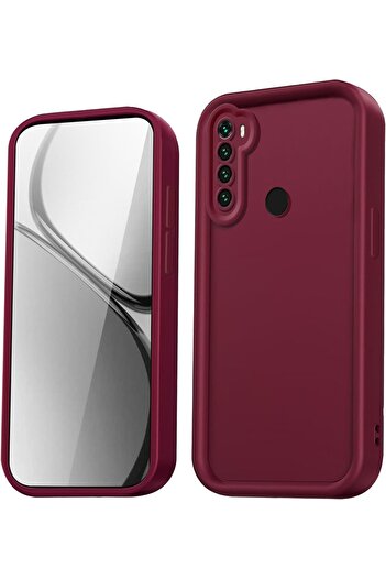 Fibaks Xiaomi Redmi Note 8 Compatible Case Camera Protected Soft Textured Shock Absorbing Burgundy Silicone Cover