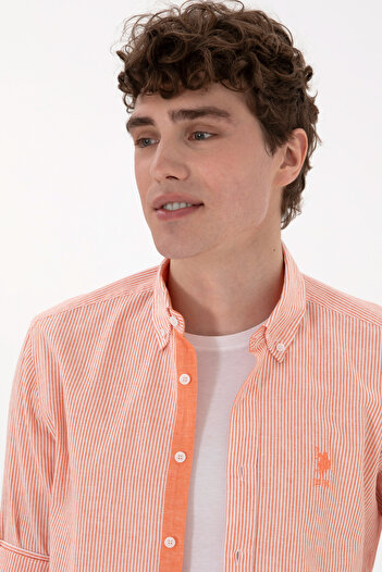 U.S. Polo Assn. Men's Pomegranate Flower Long Sleeve Shirt 50299807 -Vr039