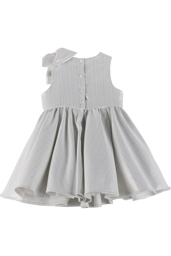İdilbaby&Mamino İdi̇lbaby&Mamino Girl Gray Shiny Glitter Bow Detailed Dress