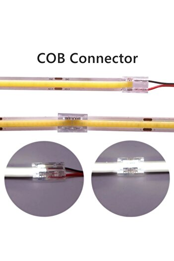 Ledarmy 4 adet şeffaf düz taraflı bağlantı şerit Led COB konnektörleri kapak konnektör 2pin 8mm LED ışıklar