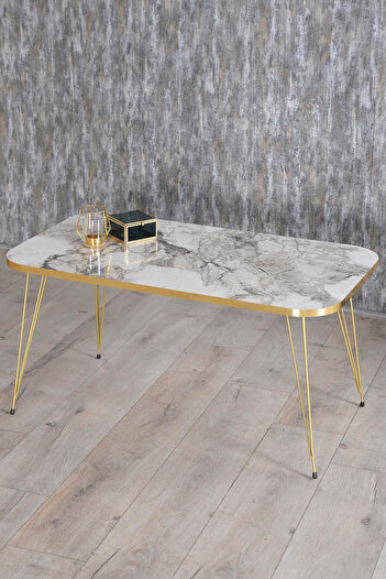 GOLDFALEZ Masuta de cafea moderna cu rama aurie Colecția Efes | Mobilier de living contemporan