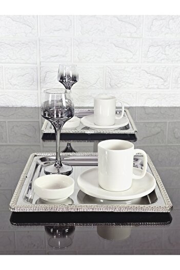 atabey home collection 6 ADET Kahve & Çay & Sunum Tepsisi Gümüş Tepsi Döküm Gümüş Çerçeveli